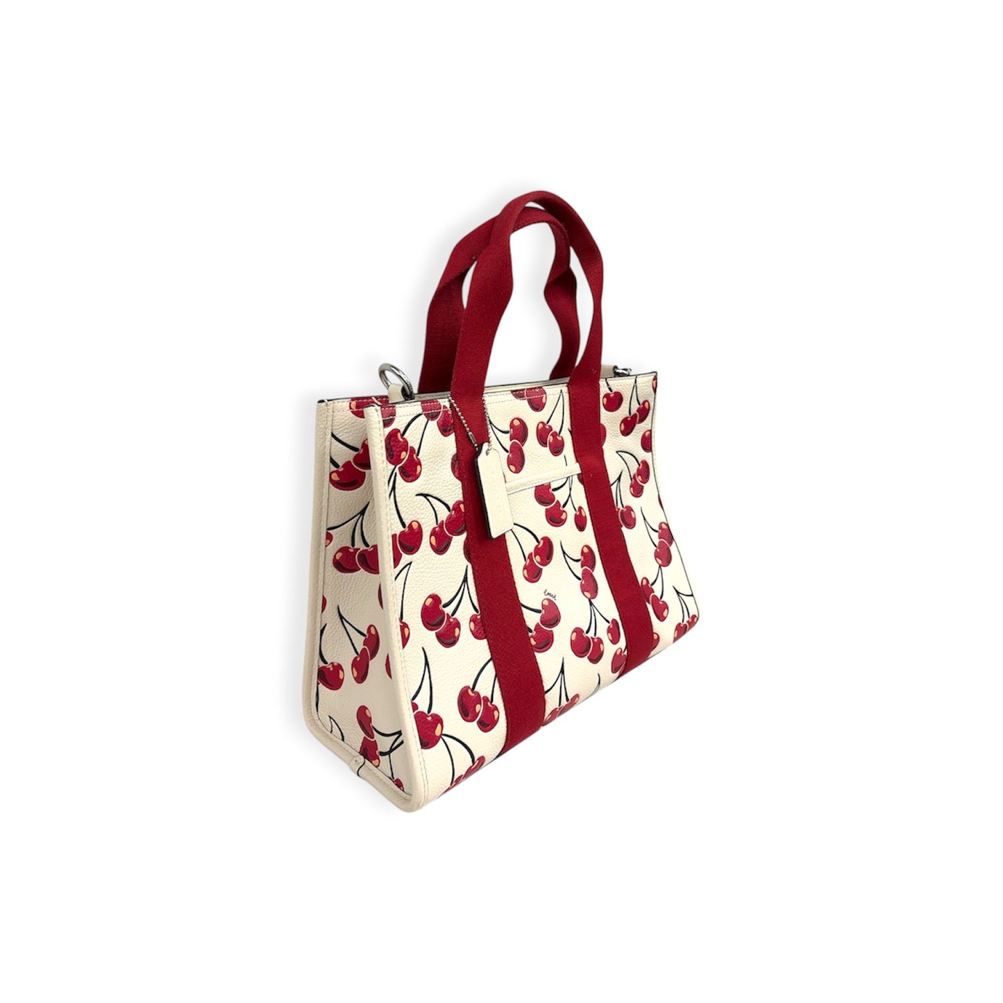 COACH 2WAY Bag cz776 White And Red Stain Smith Tote Bag Whit Cherry Print Rank (B)