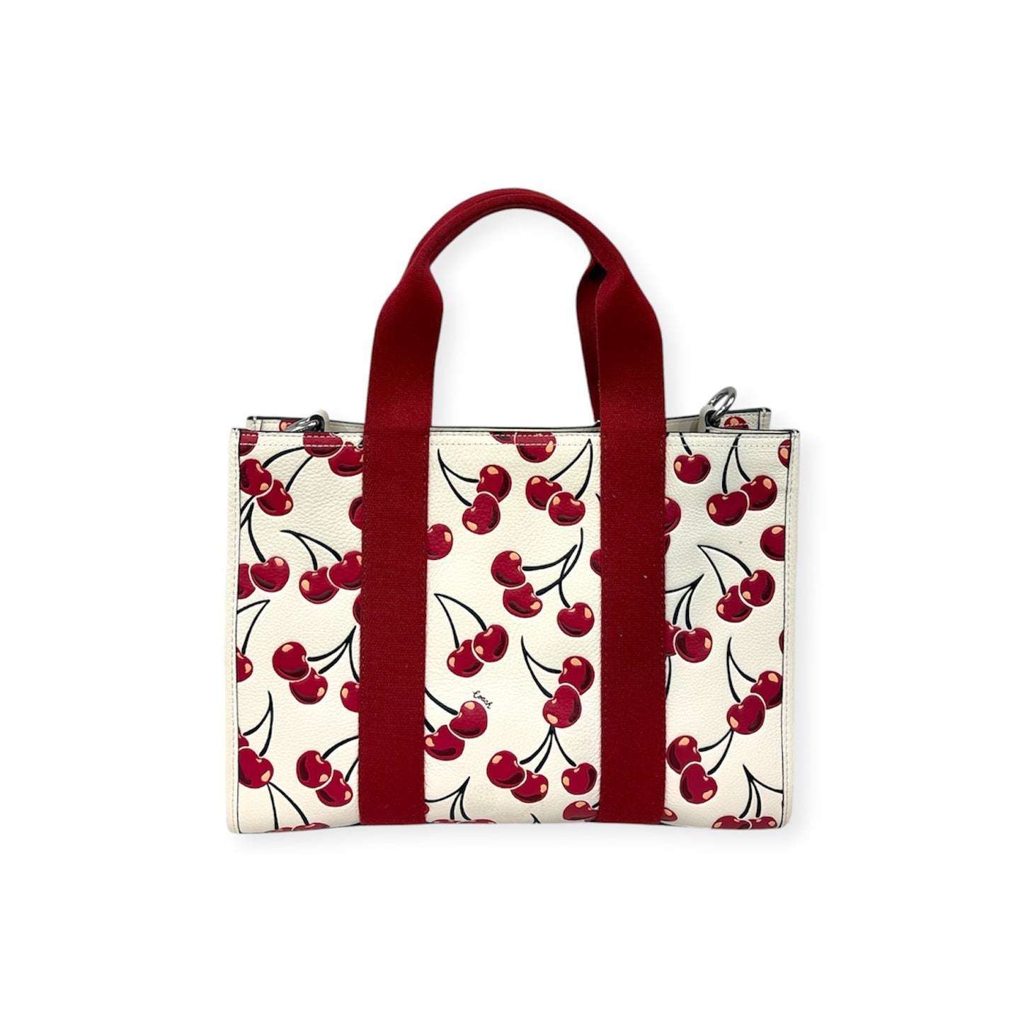 COACH 2WAY Bag cz776 White And Red Stain Smith Tote Bag Whit Cherry Print Rank (B)