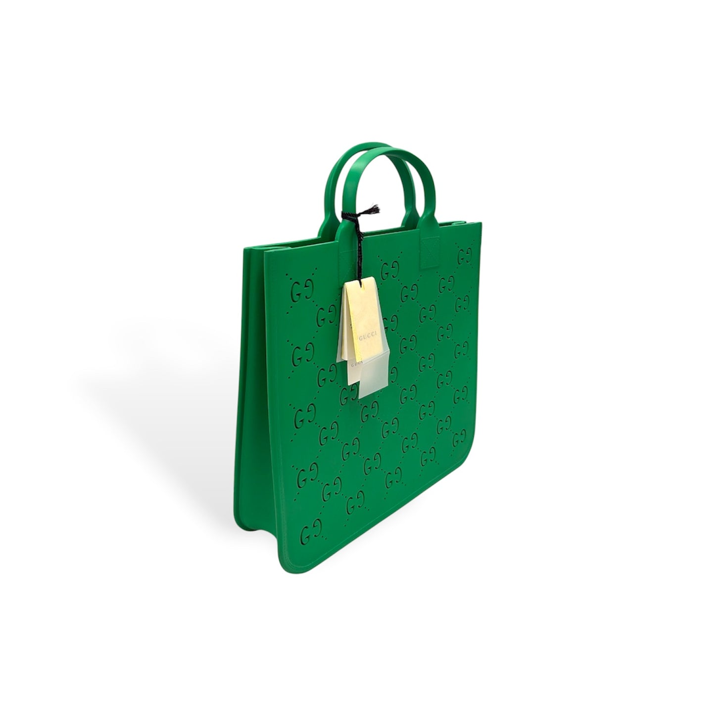 GUCCI Handbag 679365 Green *Rubber Crack GG Rubber Tote Rank (B)