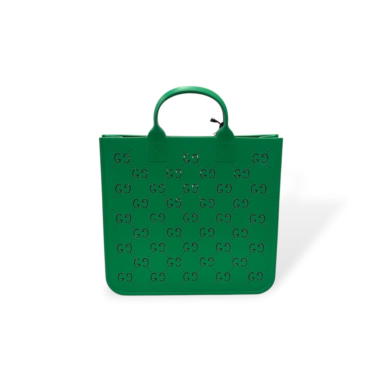 GUCCI Handbag 679365 Green *Rubber Crack GG Rubber Tote Rank (B)