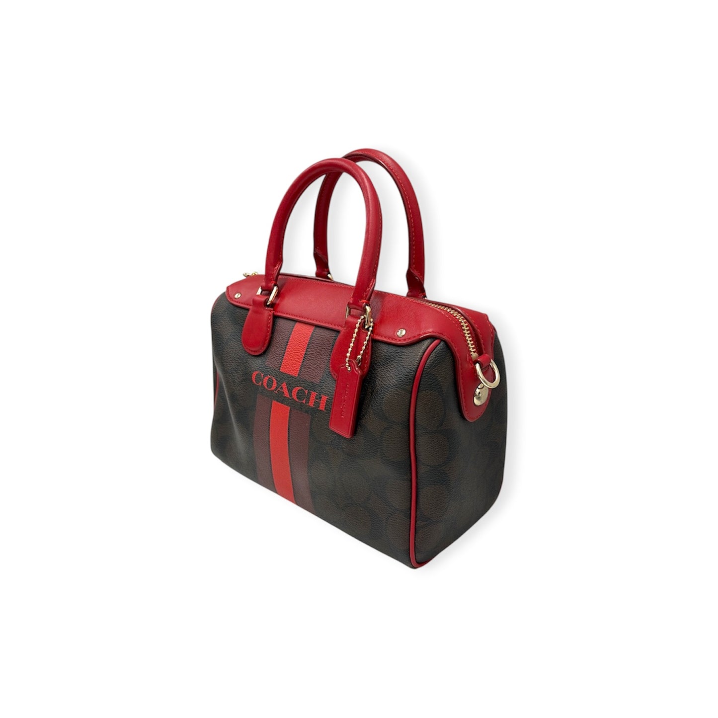 COACH 2Way Bag F38401 Red And Brown Rank (A)