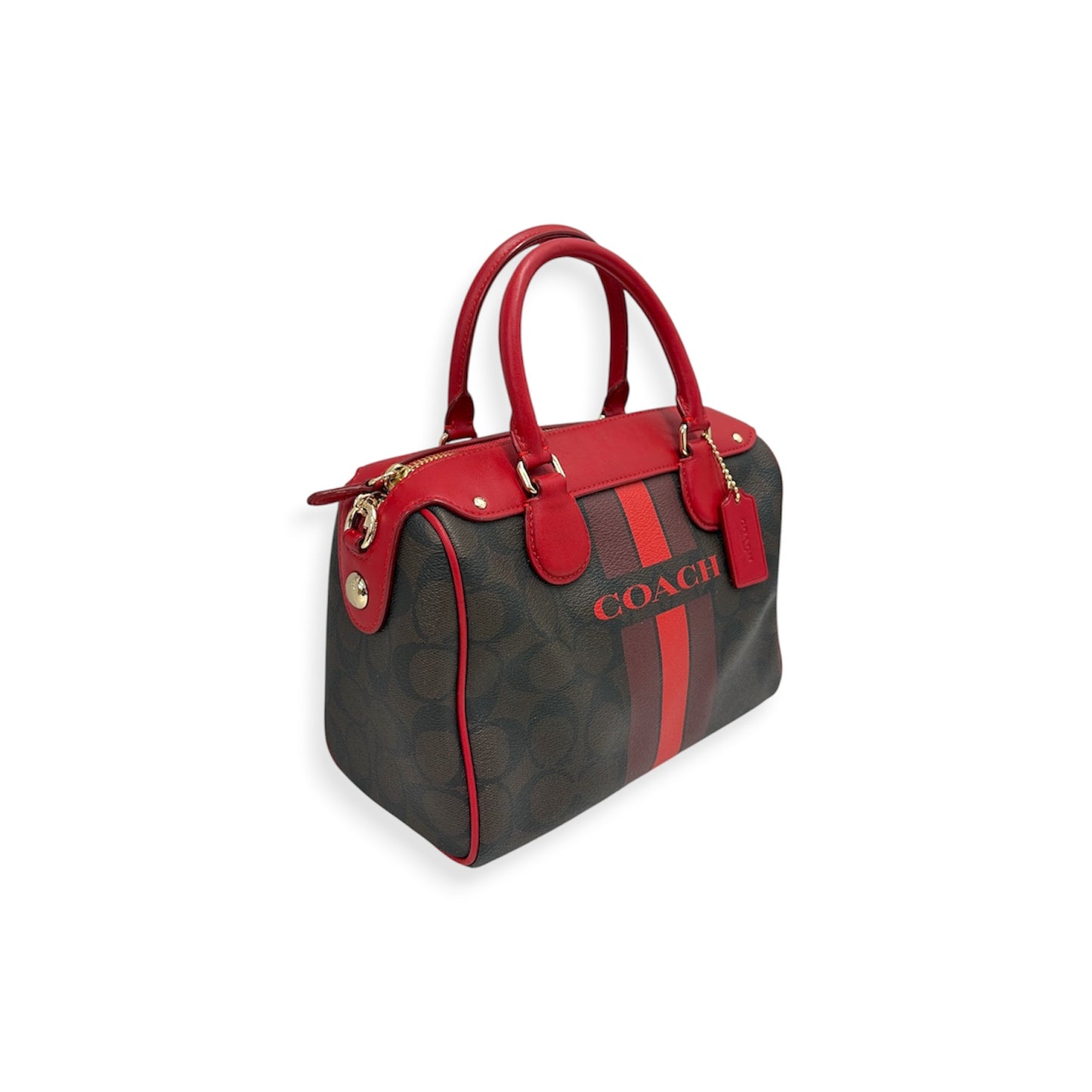 COACH 2Way Bag F38401 Red And Brown Rank (A)