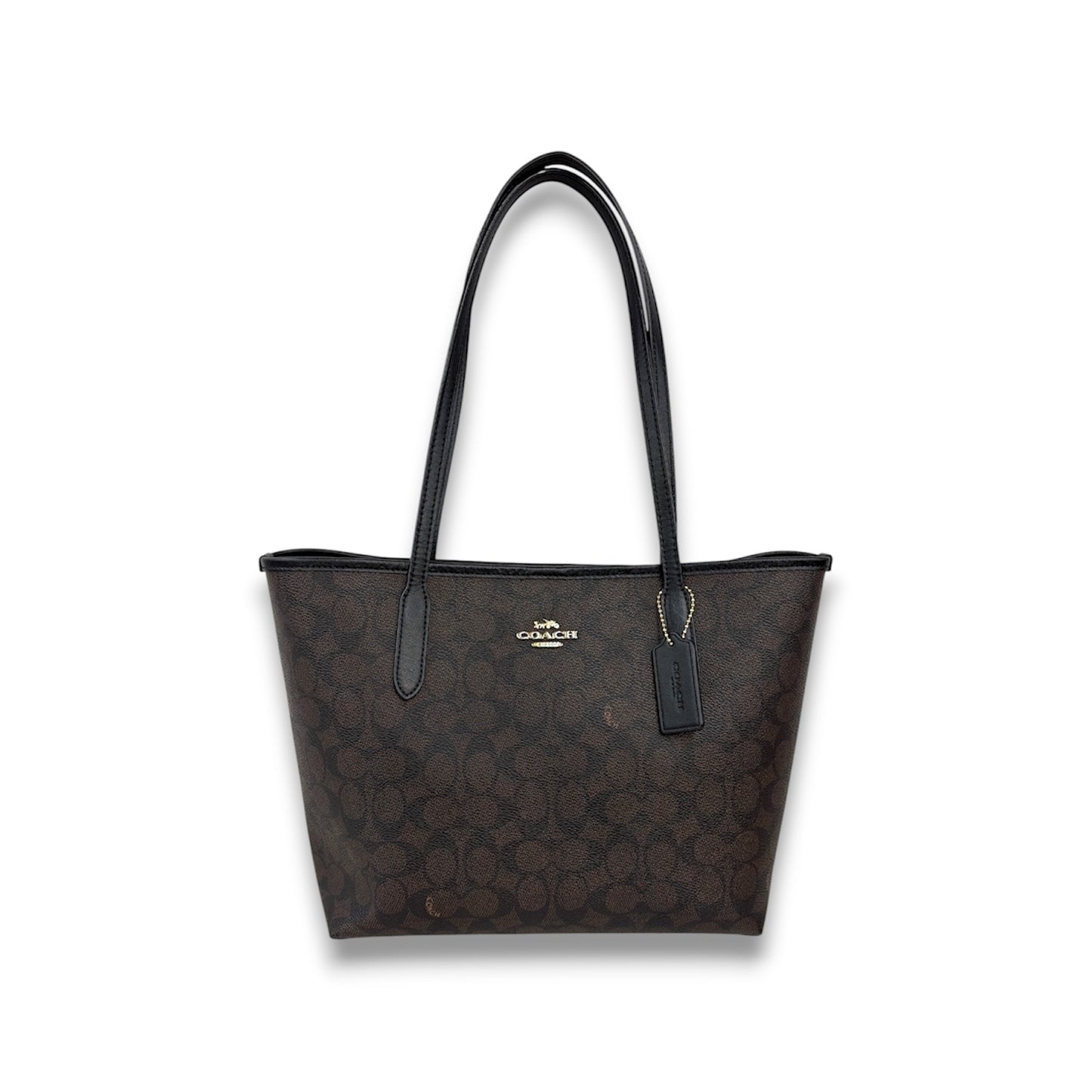 COACH Shoulder Bag CDX82 Brown And Black Rank (AB)