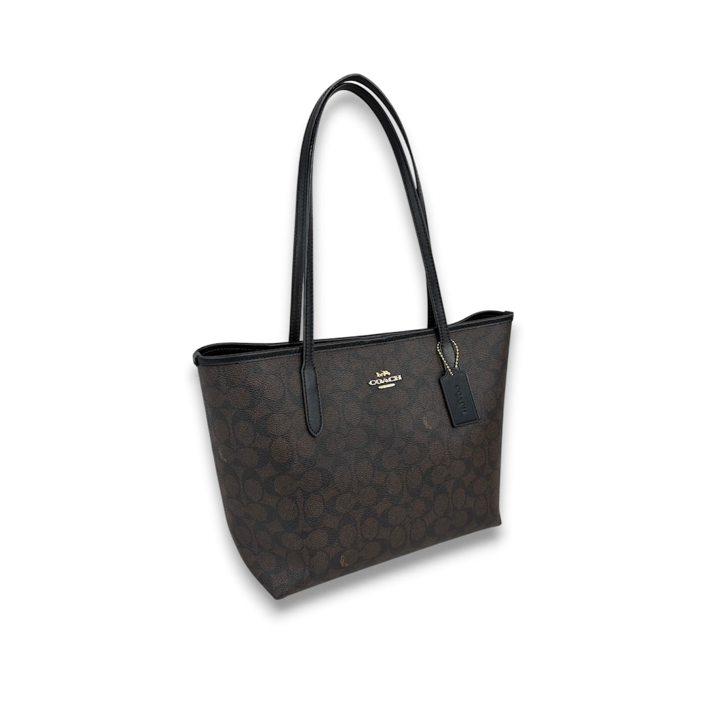 COACH Shoulder Bag CDX82 Brown And Black Rank (AB)