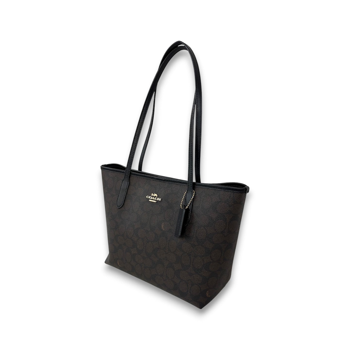 COACH Shoulder Bag CDX82 Brown And Black Rank (AB)