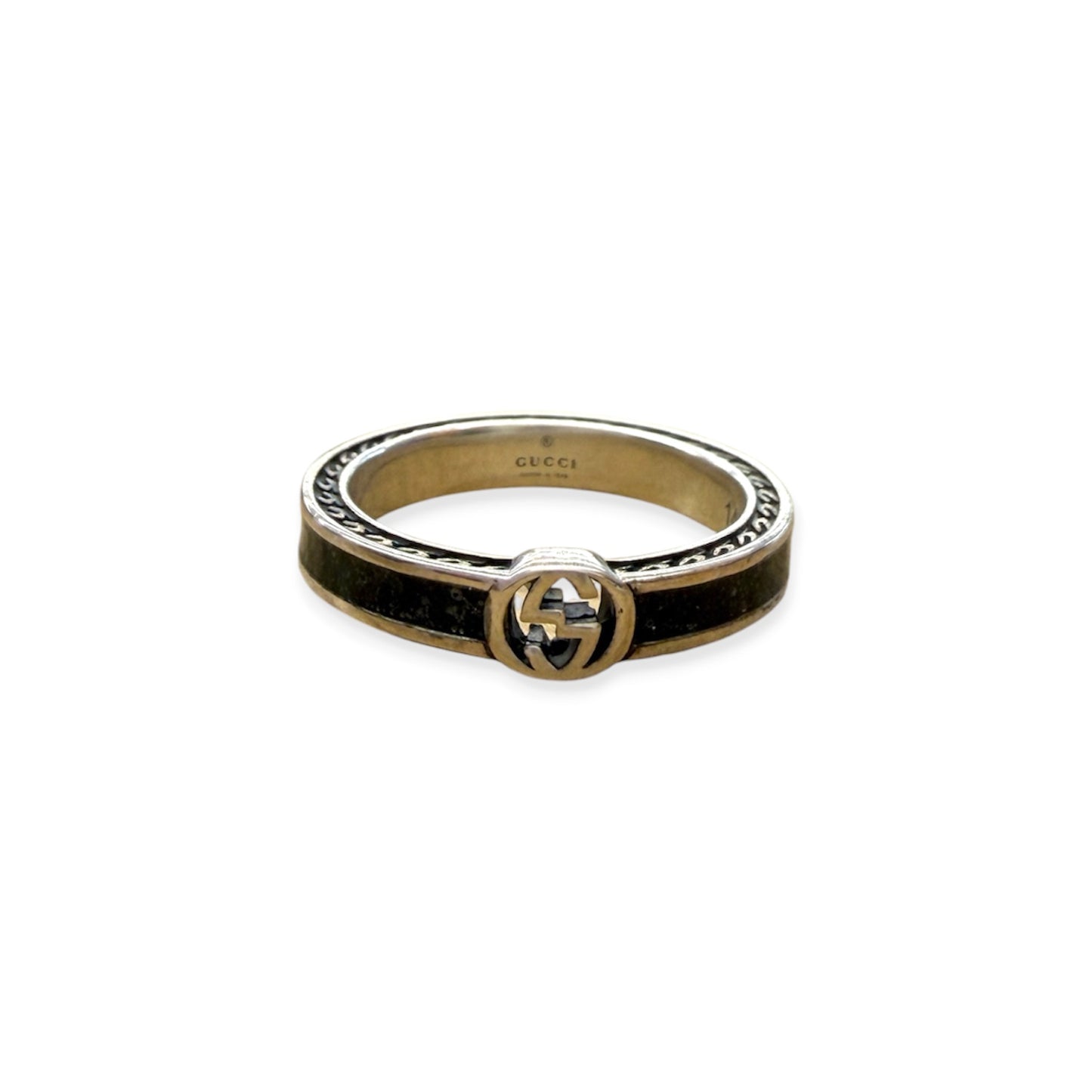 GUCCI Ring Sliver / Black YBC701620001 *Size14 Rank (B)