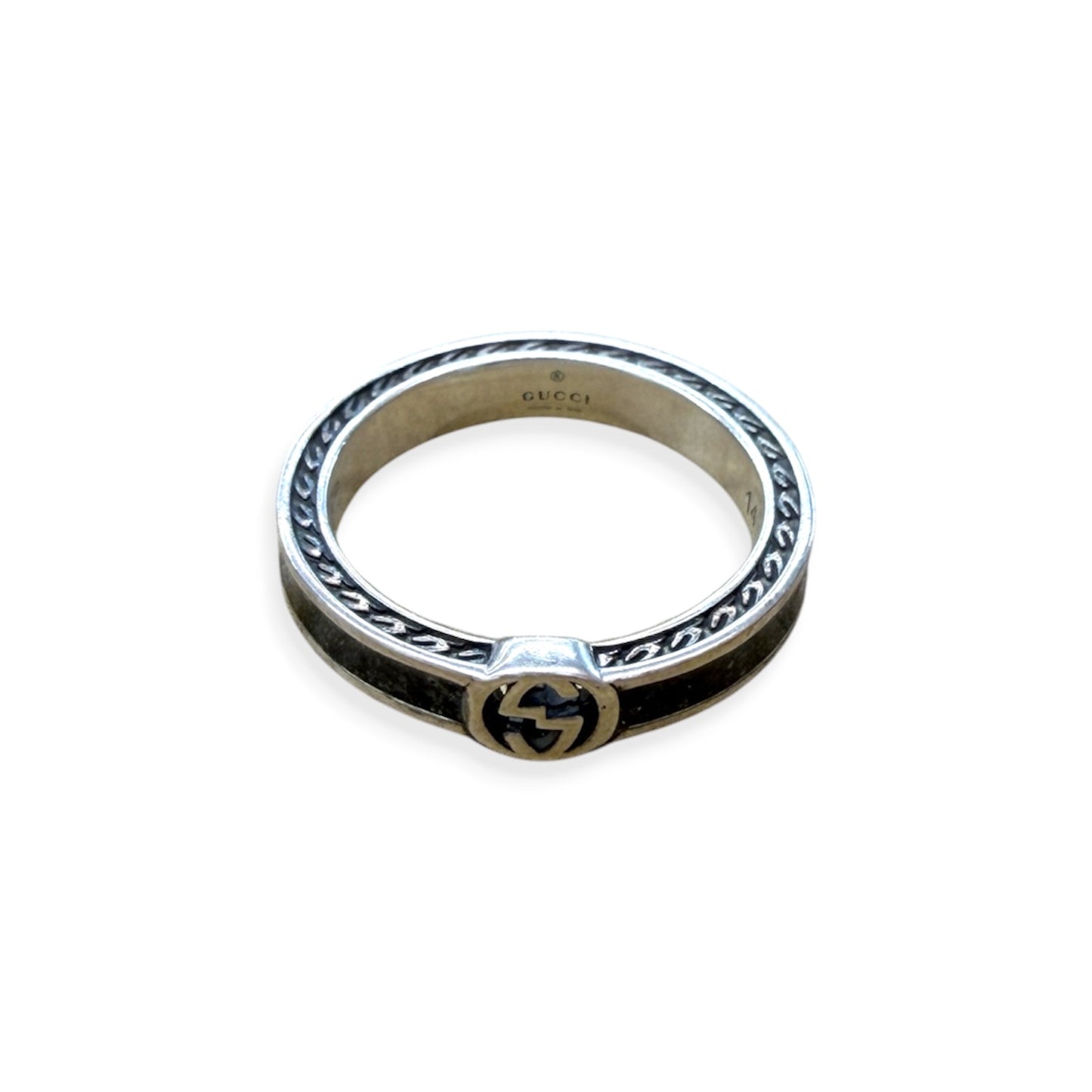 GUCCI Ring Sliver / Black YBC701620001 *Size14 Rank (B)