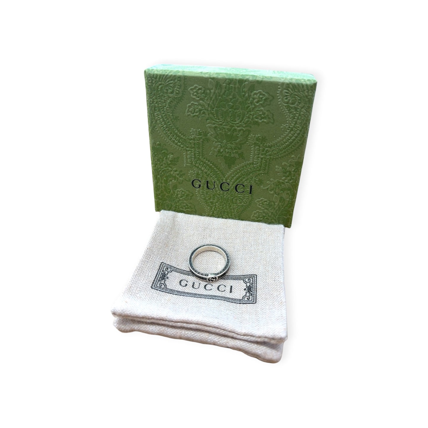 GUCCI Ring Sliver / Black YBC701620001 *Size14 Rank (B)