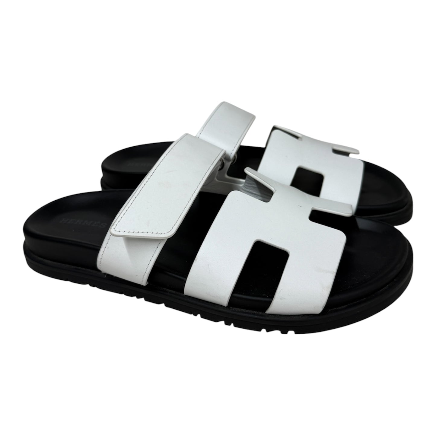 HERMES SANDAL 38 Black/White 222100Z Rank (B)