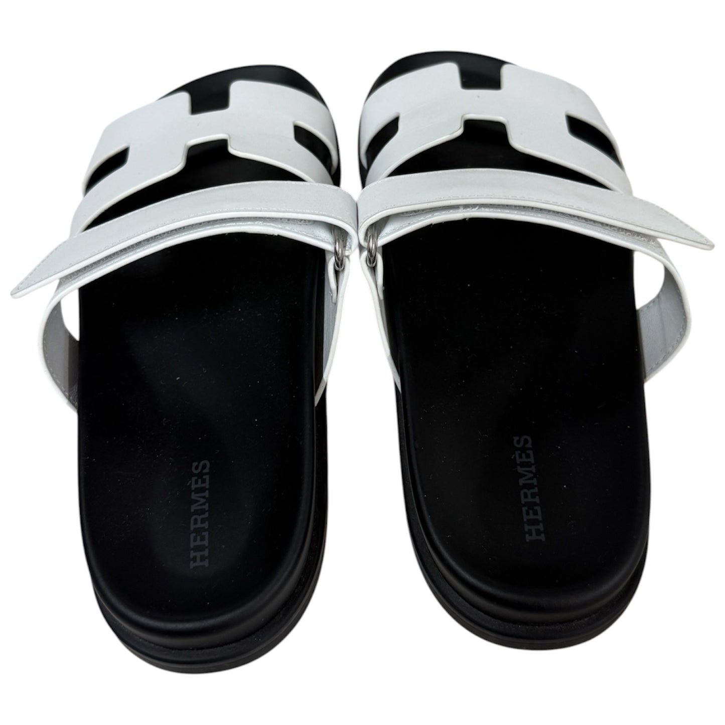 HERMES SANDAL 38 Black/White 222100Z Rank (B)