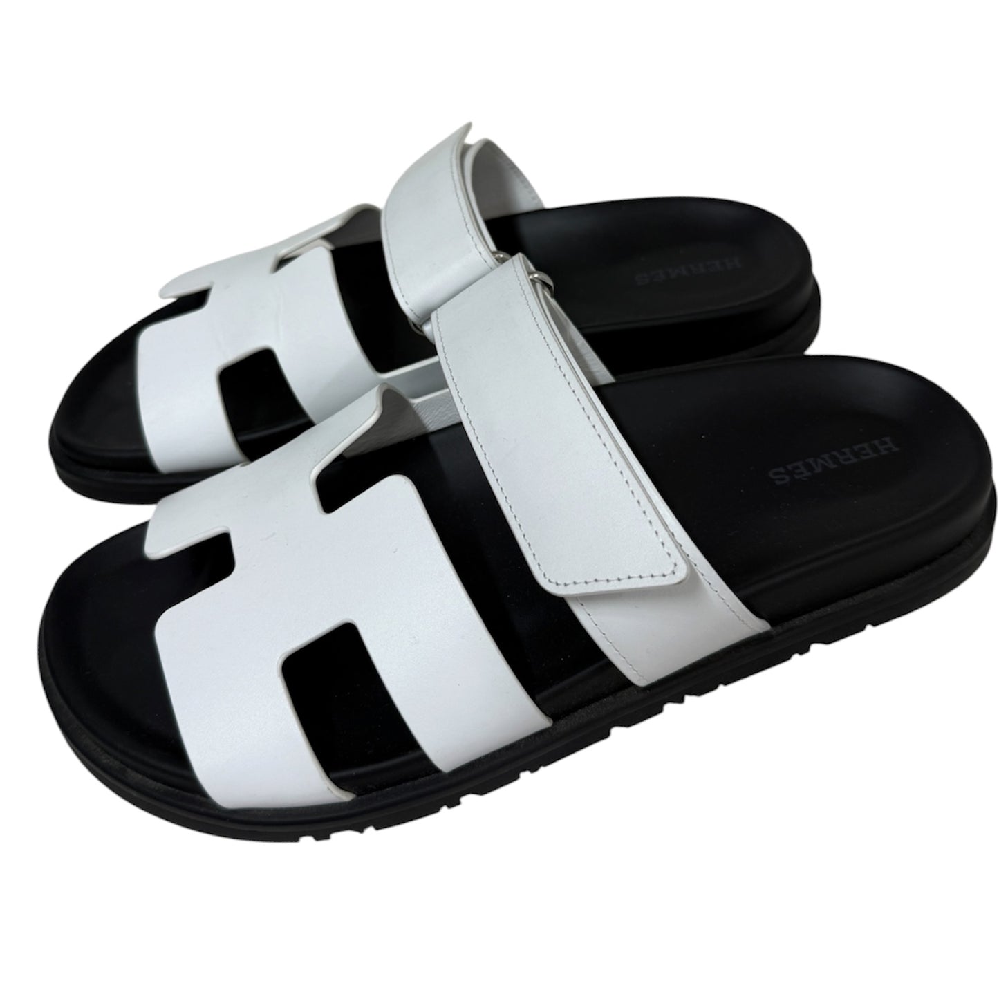 HERMES SANDAL 38 Black/White 222100Z Rank (B)