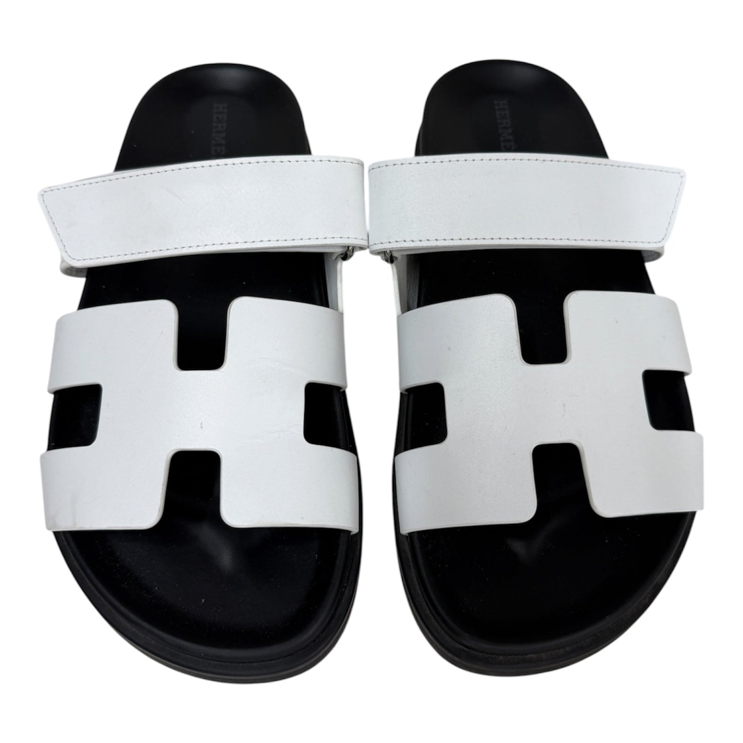 HERMES SANDAL 38 Black/White 222100Z Rank (B)