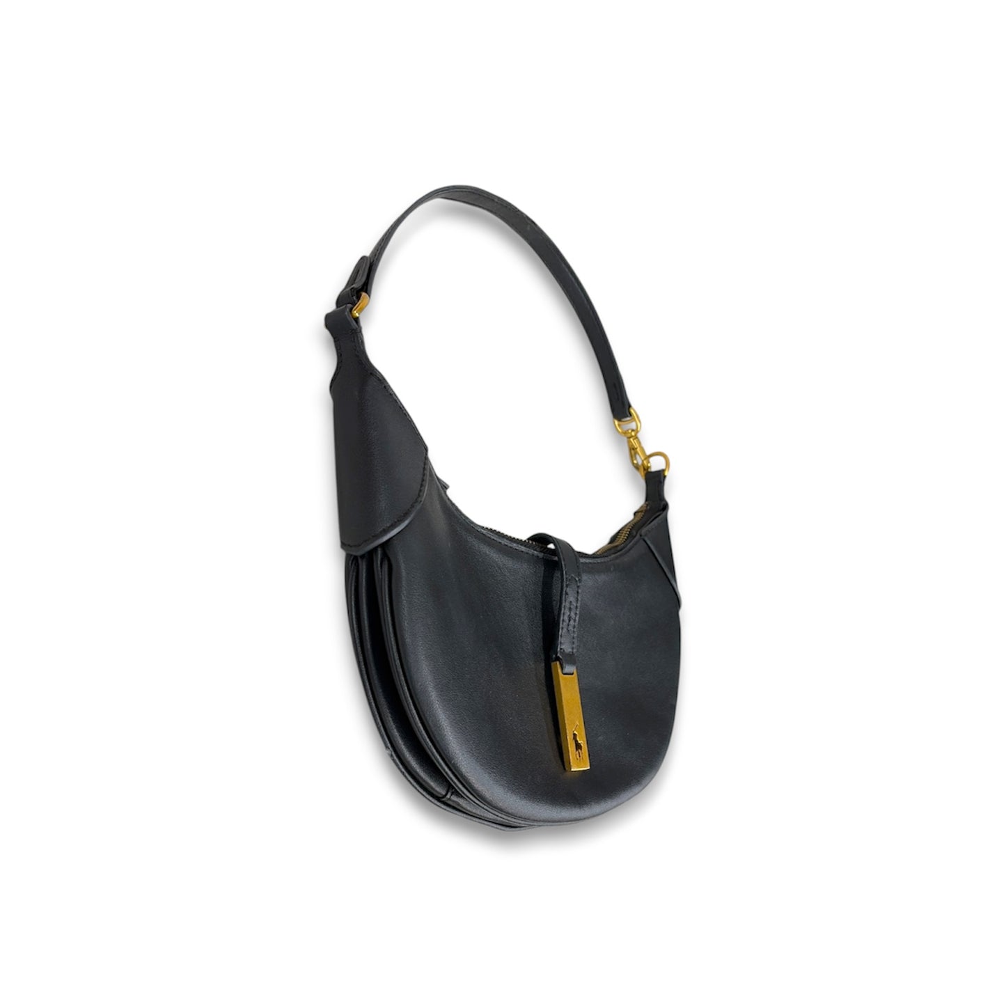 POLO RALPH LAUREN Shoulder Bag Black POLO ID pebbled mini *Scratch/Damage* Rank (B)