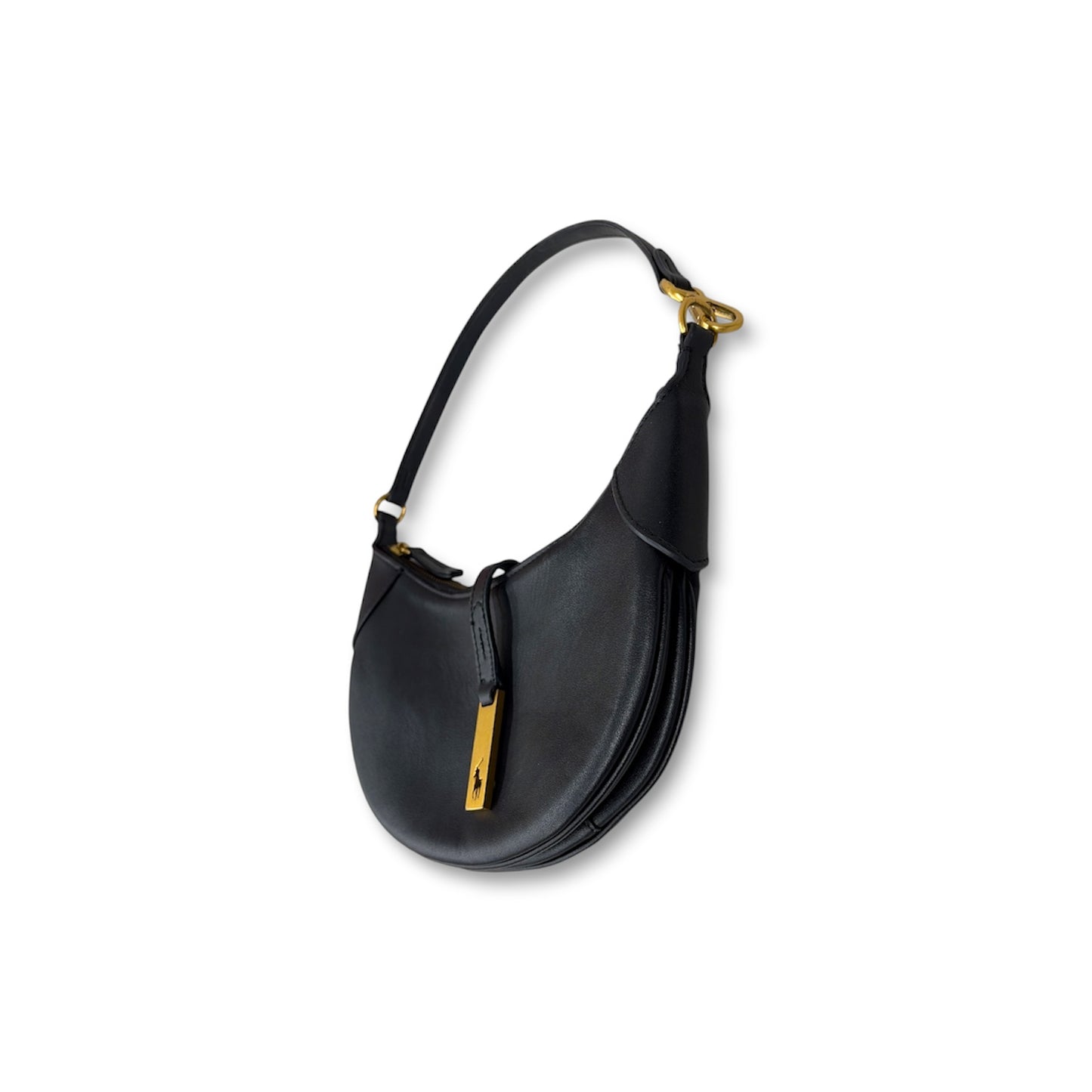 POLO RALPH LAUREN Shoulder Bag Black POLO ID pebbled mini *Scratch/Damage* Rank (B)