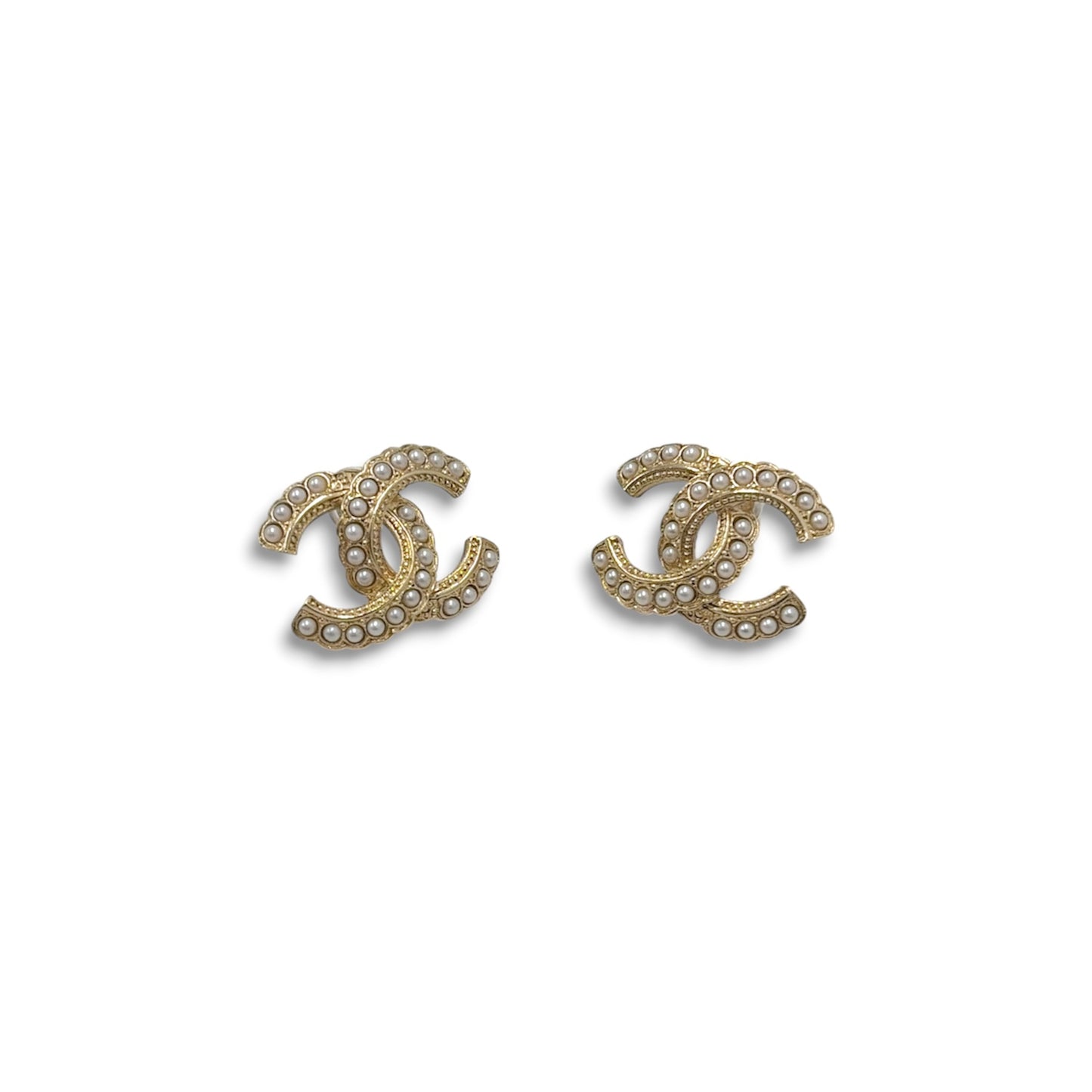 CHANEL Earring D20 S Gold/White Rank (AB)
