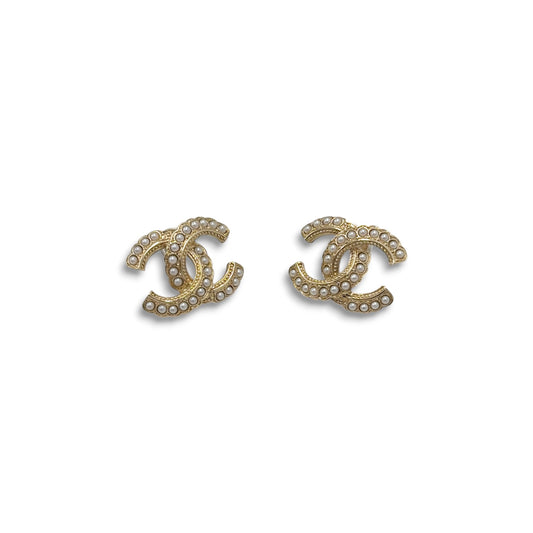 CHANEL Earring D20 S Gold/White Rank (AB)