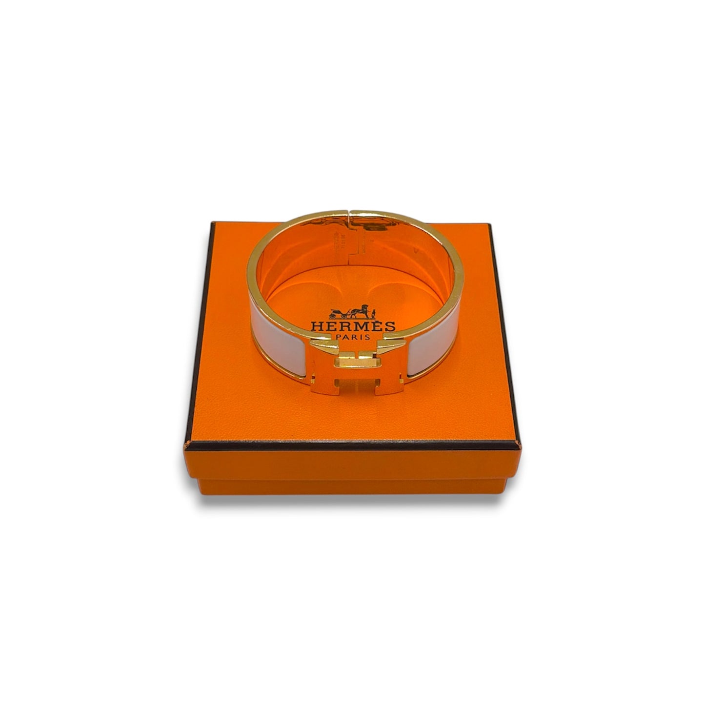 HERMES Bracelet FI 01 58 Clic Clace H Gold/White Rank (B)