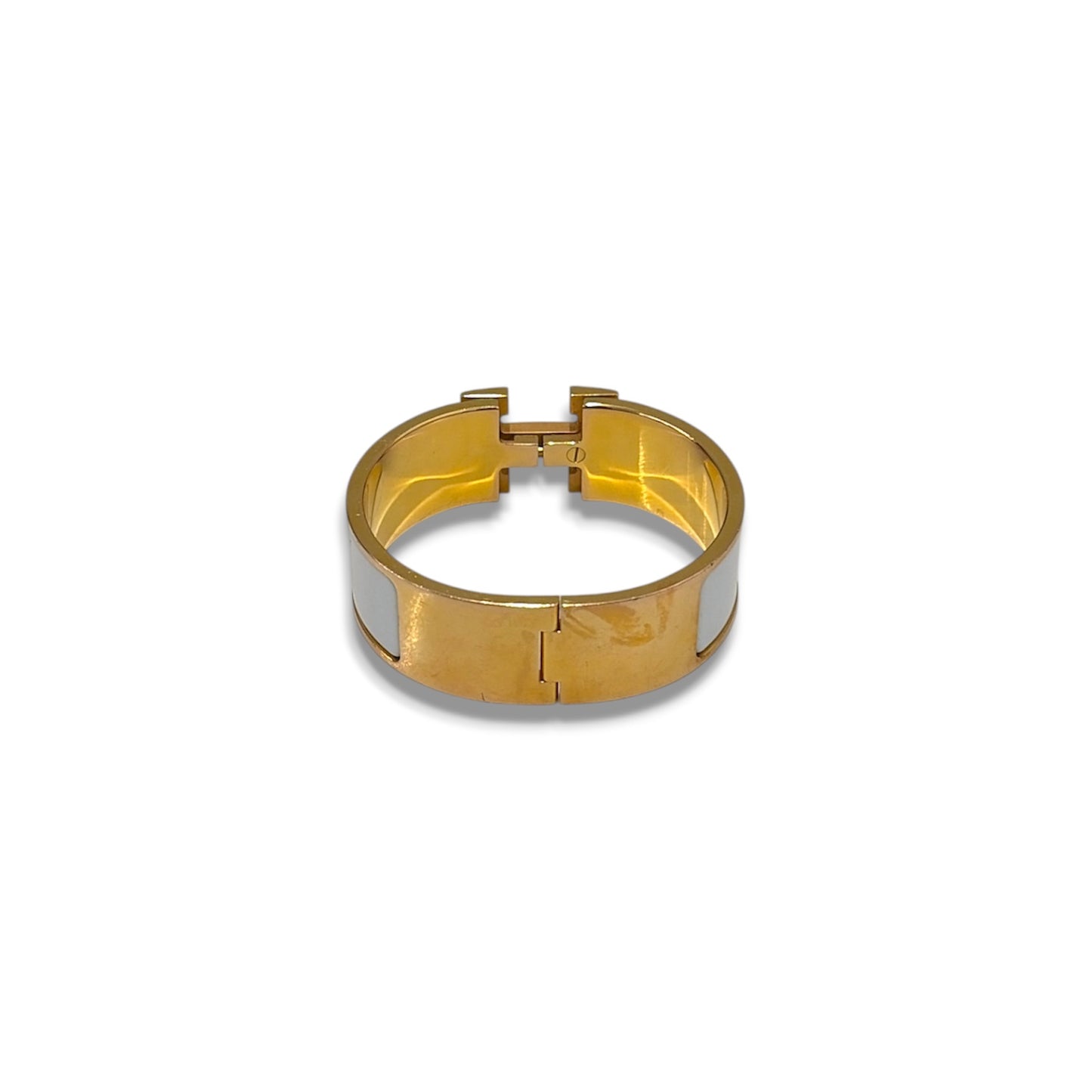 HERMES Bracelet FI 01 58 Clic Clace H Gold/White Rank (B)