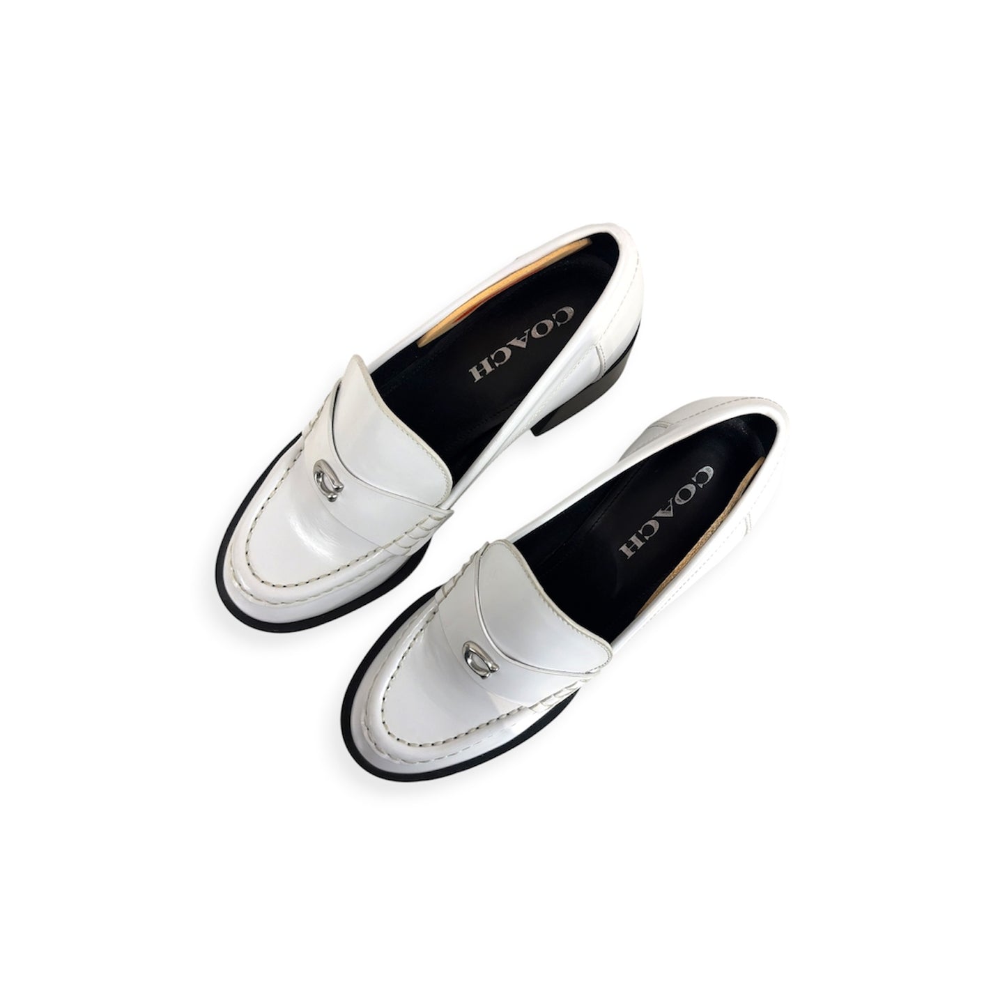 COACH Pumps 37.5 Lady's White Natalie Loafer *CU228 Rank(B)