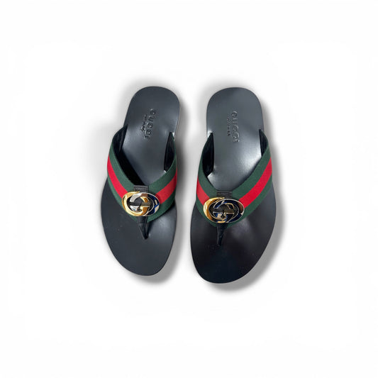 GUCCI SANDAL 5 MENS BLACK/GREEN/RED RANK (A)  630307