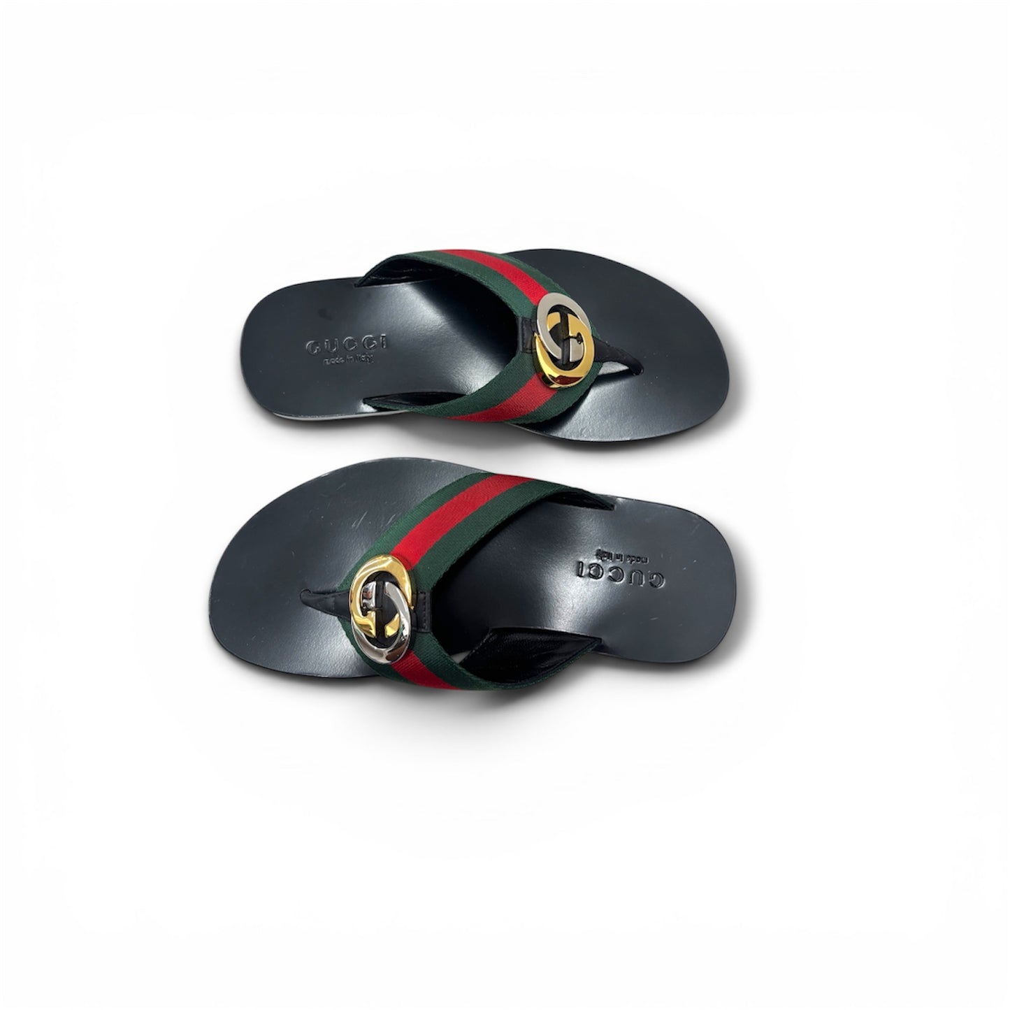 GUCCI SANDAL 5 MENS BLACK/GREEN/RED RANK (A)  630307