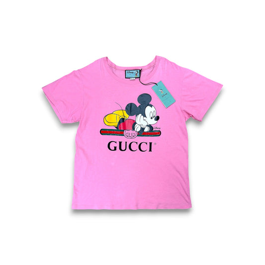 GUCCI t-Shirt SIZE S Lady's Pink 492347 Mickey Mouse Print Rank (B)