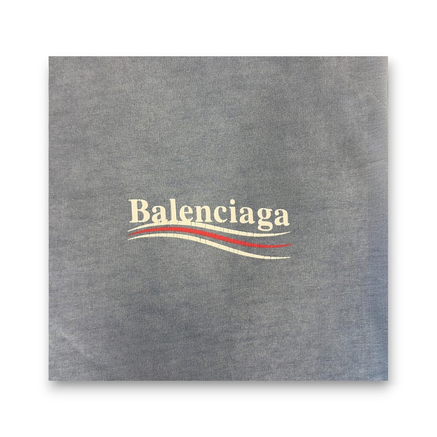 BALENCIAGA T-Shirt SIZE L Mens Blue 764235 TIV52 *Screen Damage* Rank (B)