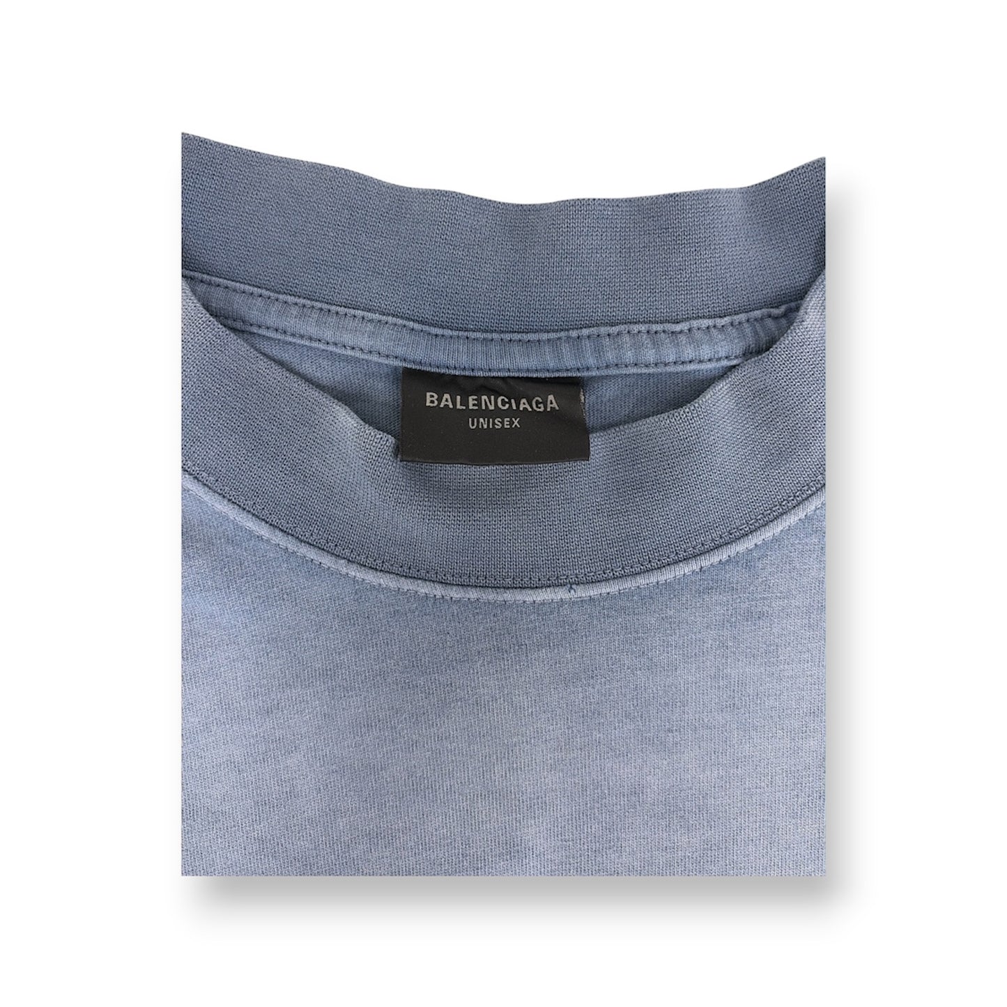 BALENCIAGA T-Shirt SIZE L Mens Blue 764235 TIV52 *Screen Damage* Rank (B)