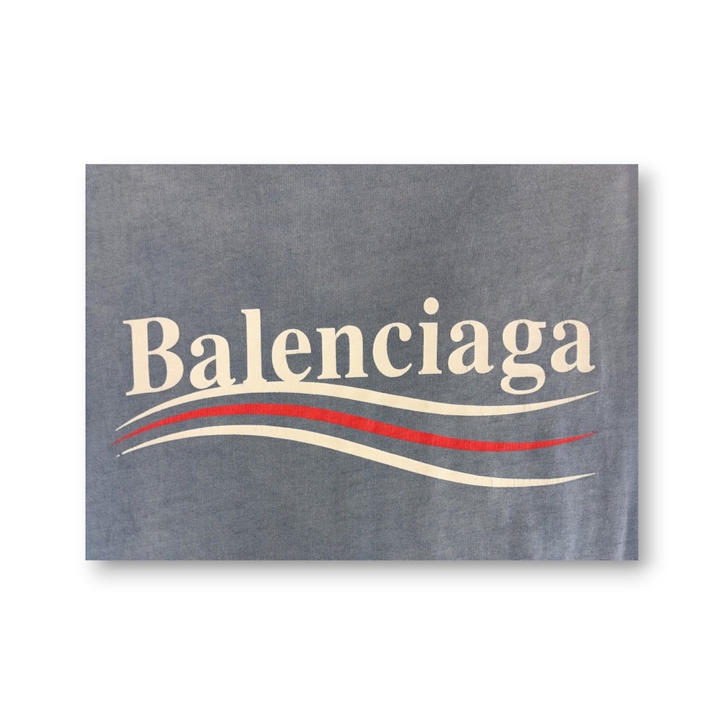 BALENCIAGA T-Shirt SIZE L Mens Blue 764235 TIV52 *Screen Damage* Rank (B)