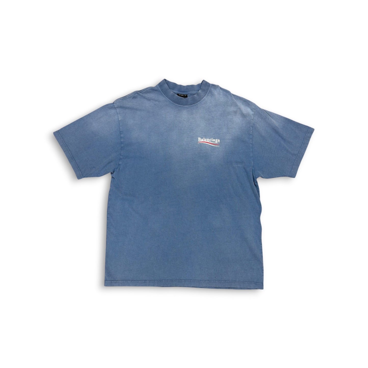 BALENCIAGA T-Shirt SIZE L Mens Blue 764235 TIV52 *Screen Damage* Rank (B)