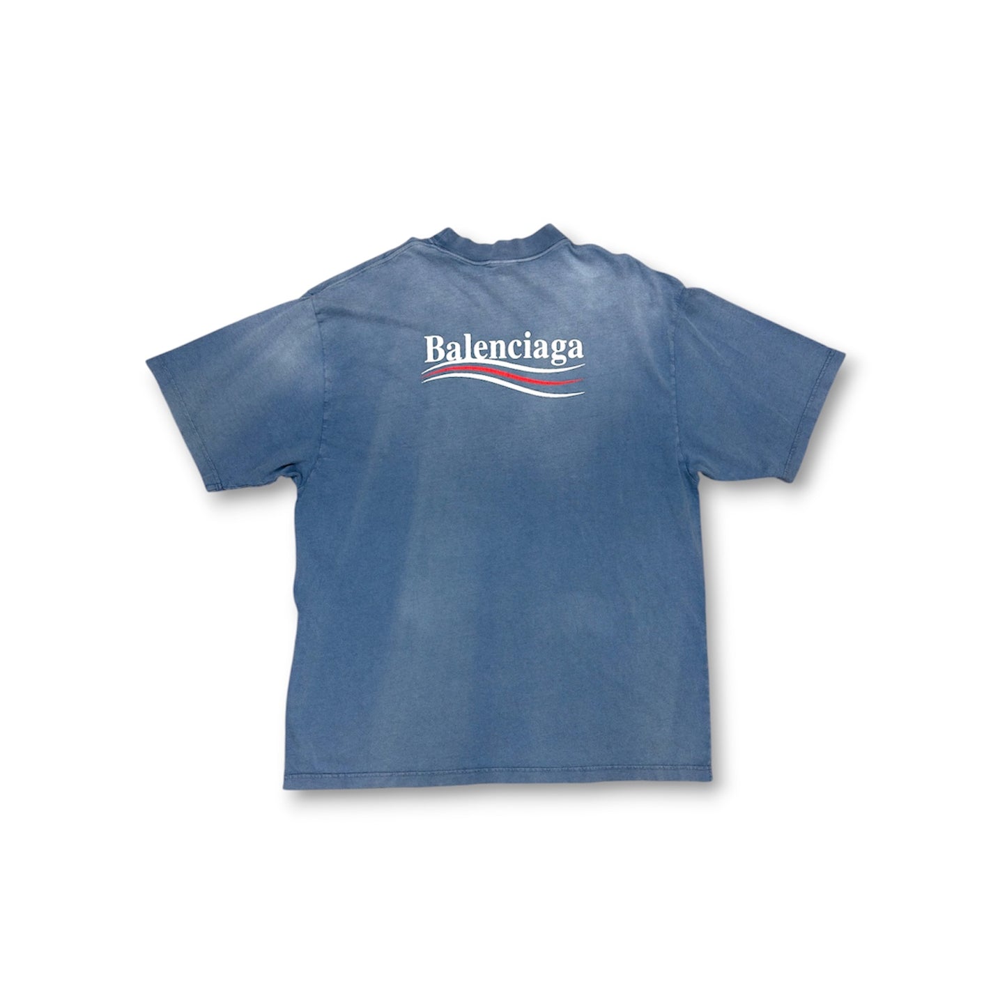 BALENCIAGA T-Shirt SIZE L Mens Blue 764235 TIV52 *Screen Damage* Rank (B)