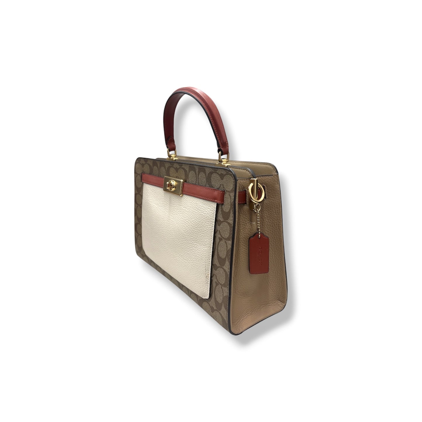 COACH 2WAY BAG C8208 Beige/Brown Stain Rank(B)