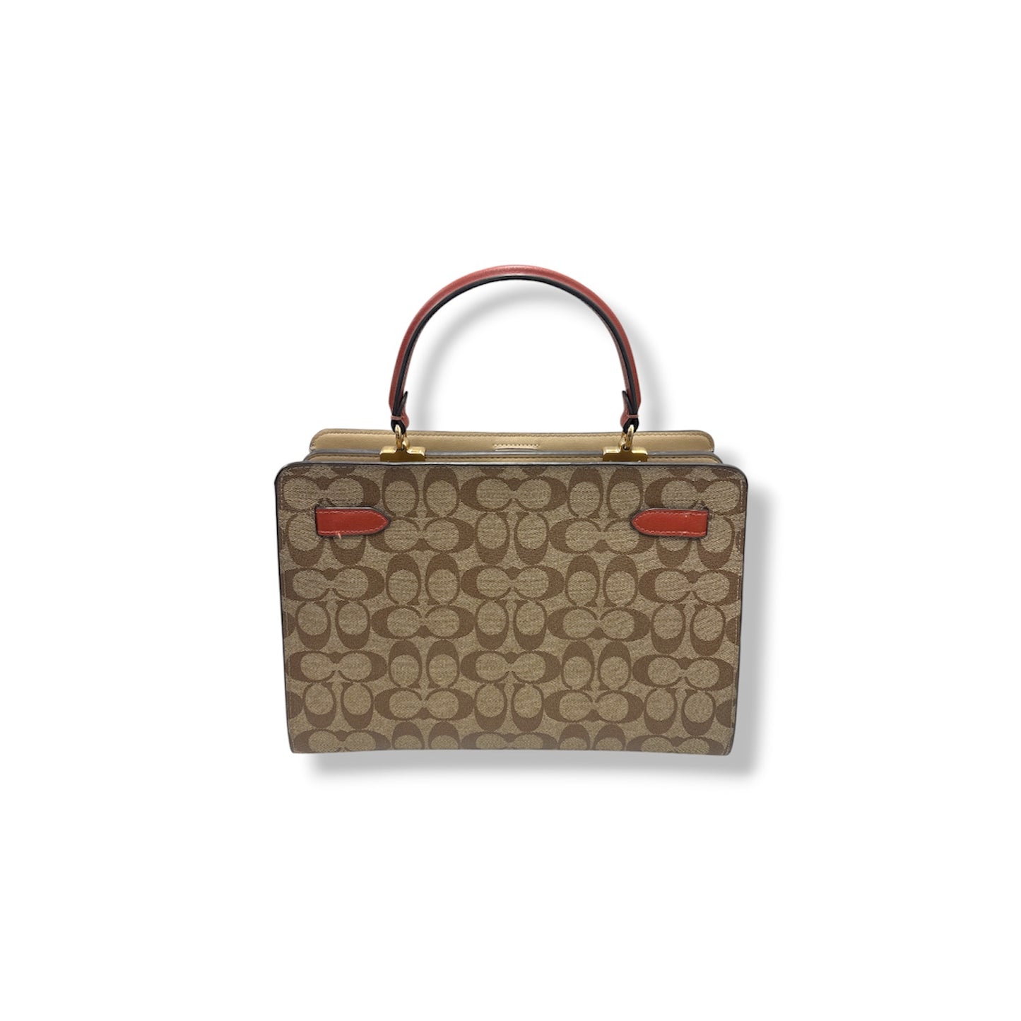 COACH 2WAY BAG C8208 Beige/Brown Stain Rank(B)