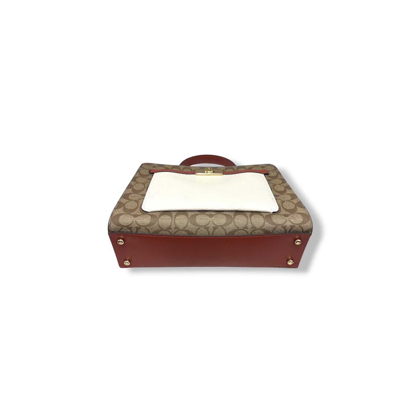 COACH 2WAY BAG C8208 Beige/Brown Stain Rank(B)