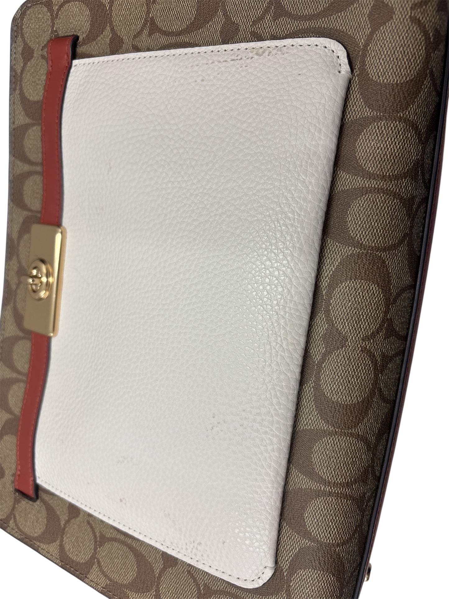 COACH 2WAY BAG C8208 Beige/Brown Stain Rank(B)