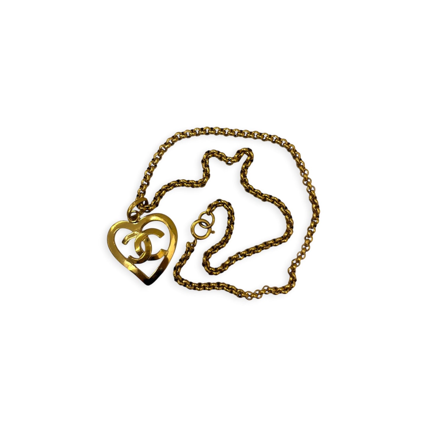 CHANEL Necklce Gold Cocomark Heart Rank(B)