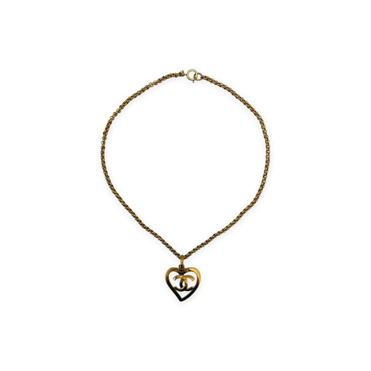 CHANEL Necklce Gold Cocomark Heart Rank(B)