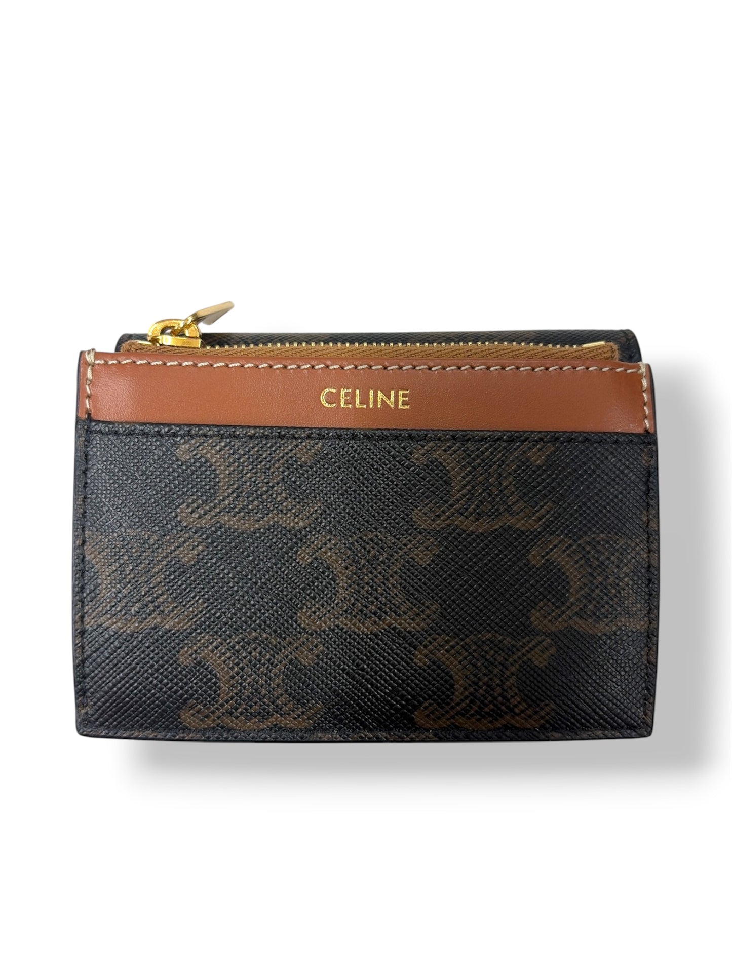 CELINE Compact Wallet with Coin case F-IE-1223 Black and Brown Rank(B)