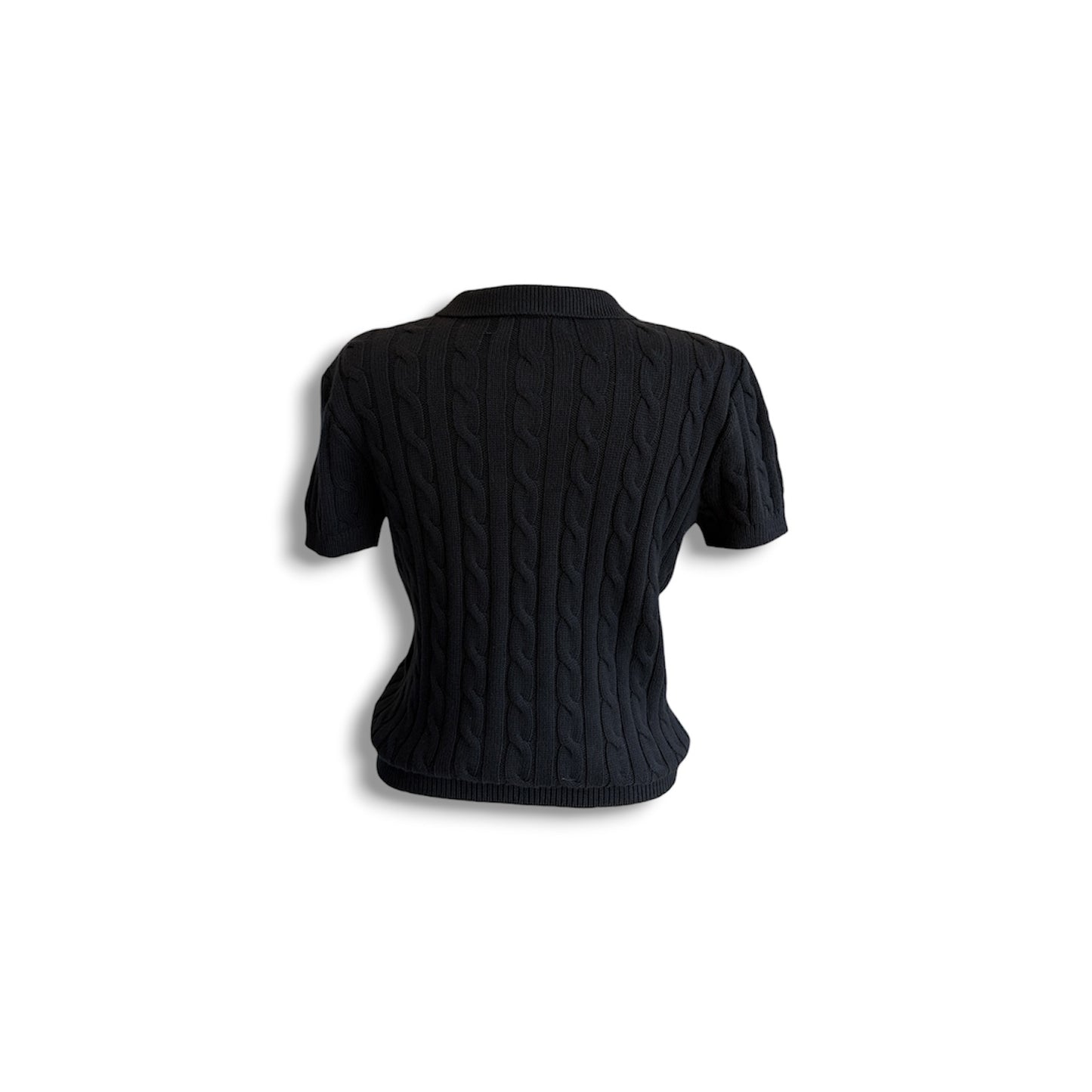 LAUREN RALPH LAUREN knitwear XS Lady's Black 16324080 LRL Logo *Stain* Rank (B)