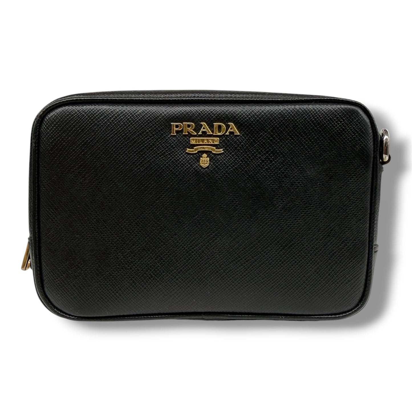 PRADA SHOULDER BAG 1N1674 BLACK WITH CARD/BOX