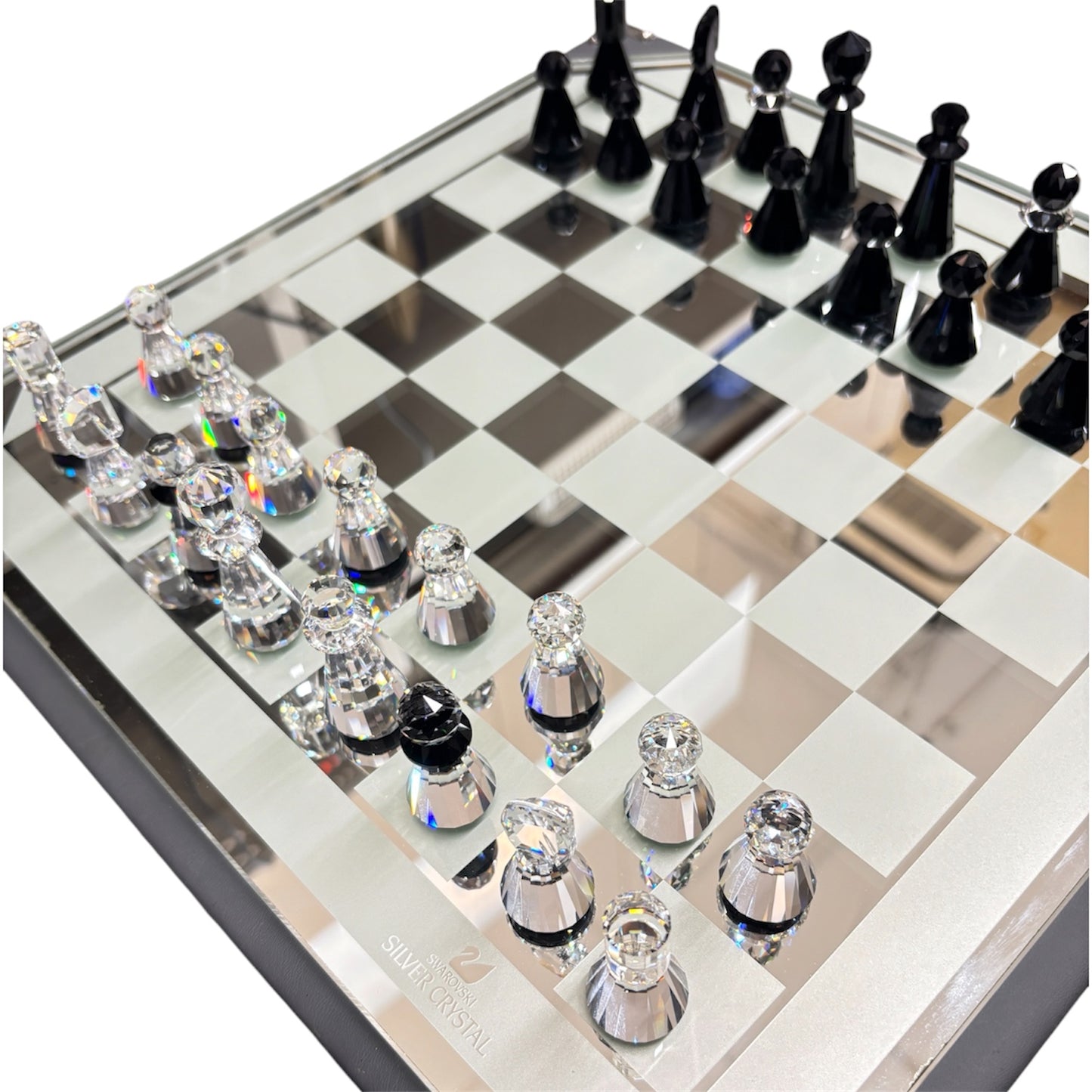 SWAROVSKI Chess Set Silver Crystal