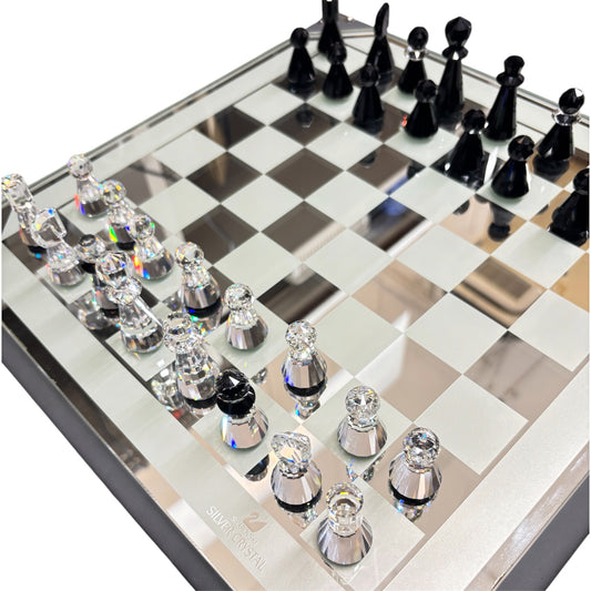 SWAROVSKI Chess Set Silver Crystal