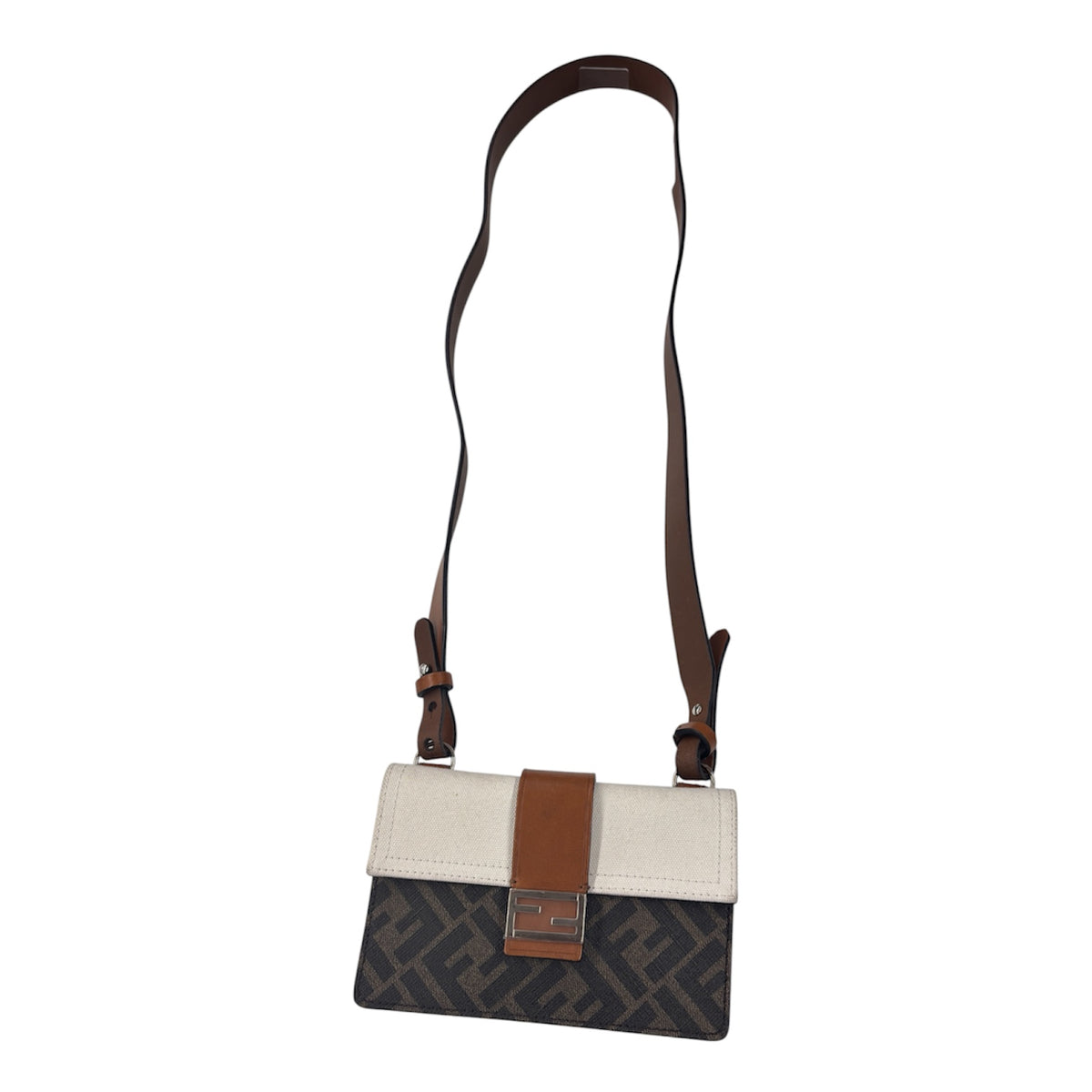 FENDI Shoulder Bag 7M0295 Brown/Ivory AFSC 218-0059