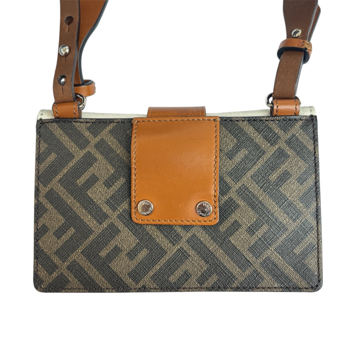 FENDI Shoulder Bag 7M0295 Brown/Ivory AFSC 218-0059