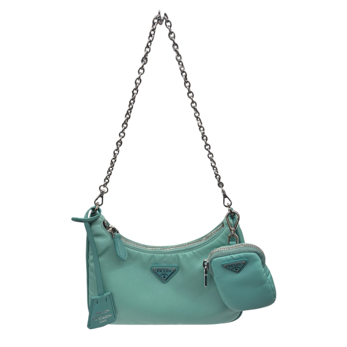 PRADA Shoulder Bag Re-Edition 2005 1BH204 Sky Blue Discolored