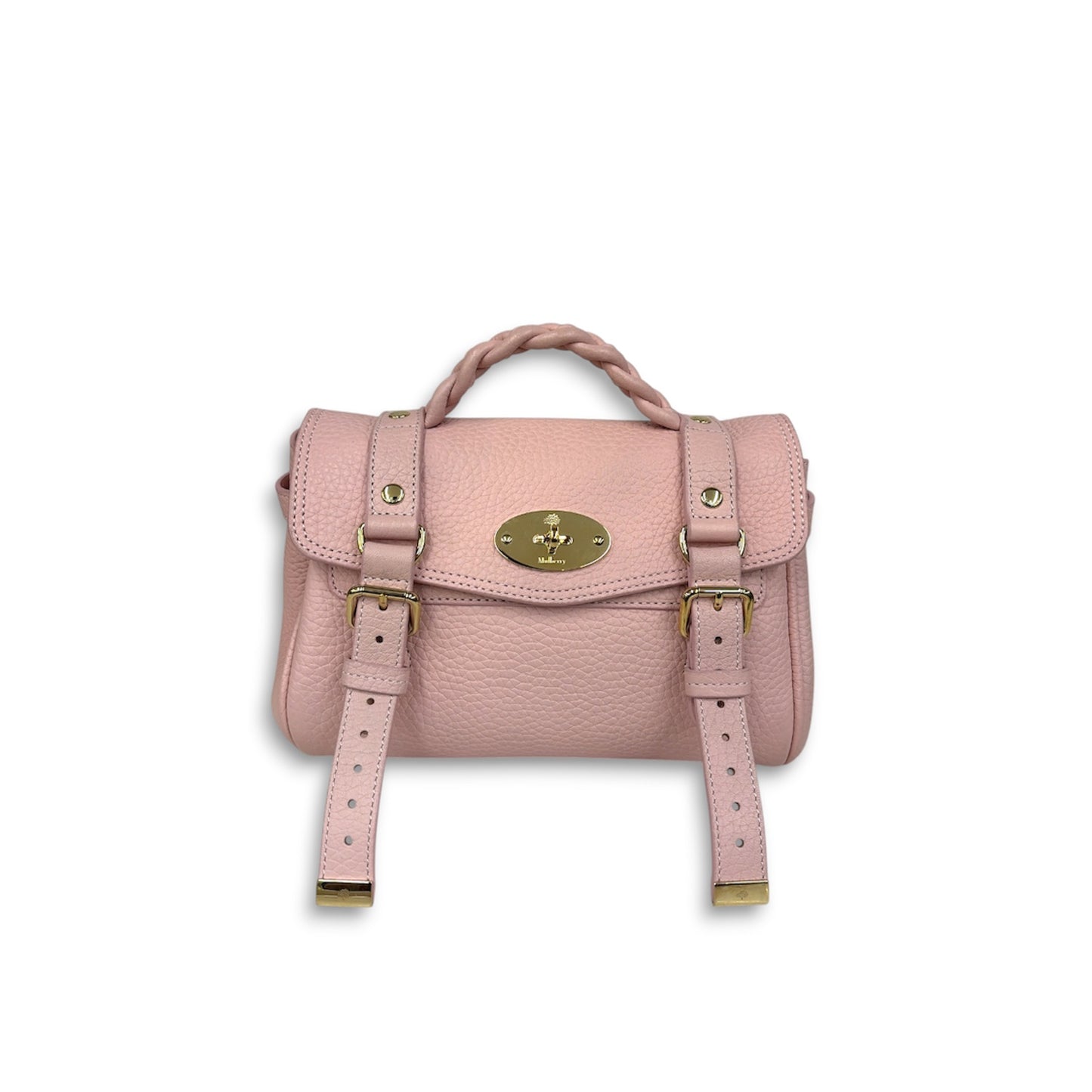 MULBERRY 2WAY Bag RL6595 Pink KTT Heavy Grain Mini *Stain* Rank (B)