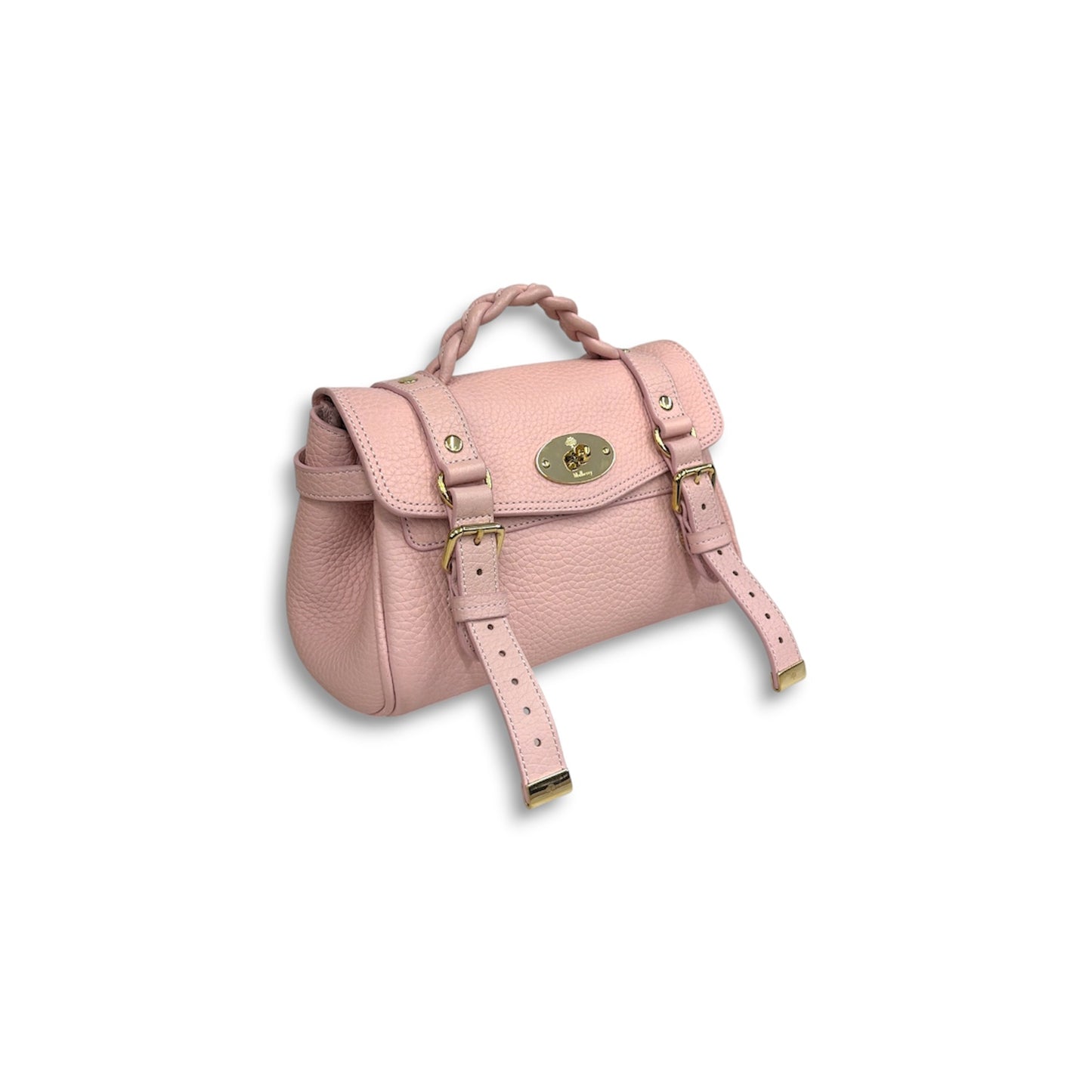 MULBERRY 2WAY Bag RL6595 Pink KTT Heavy Grain Mini *Stain* Rank (B)