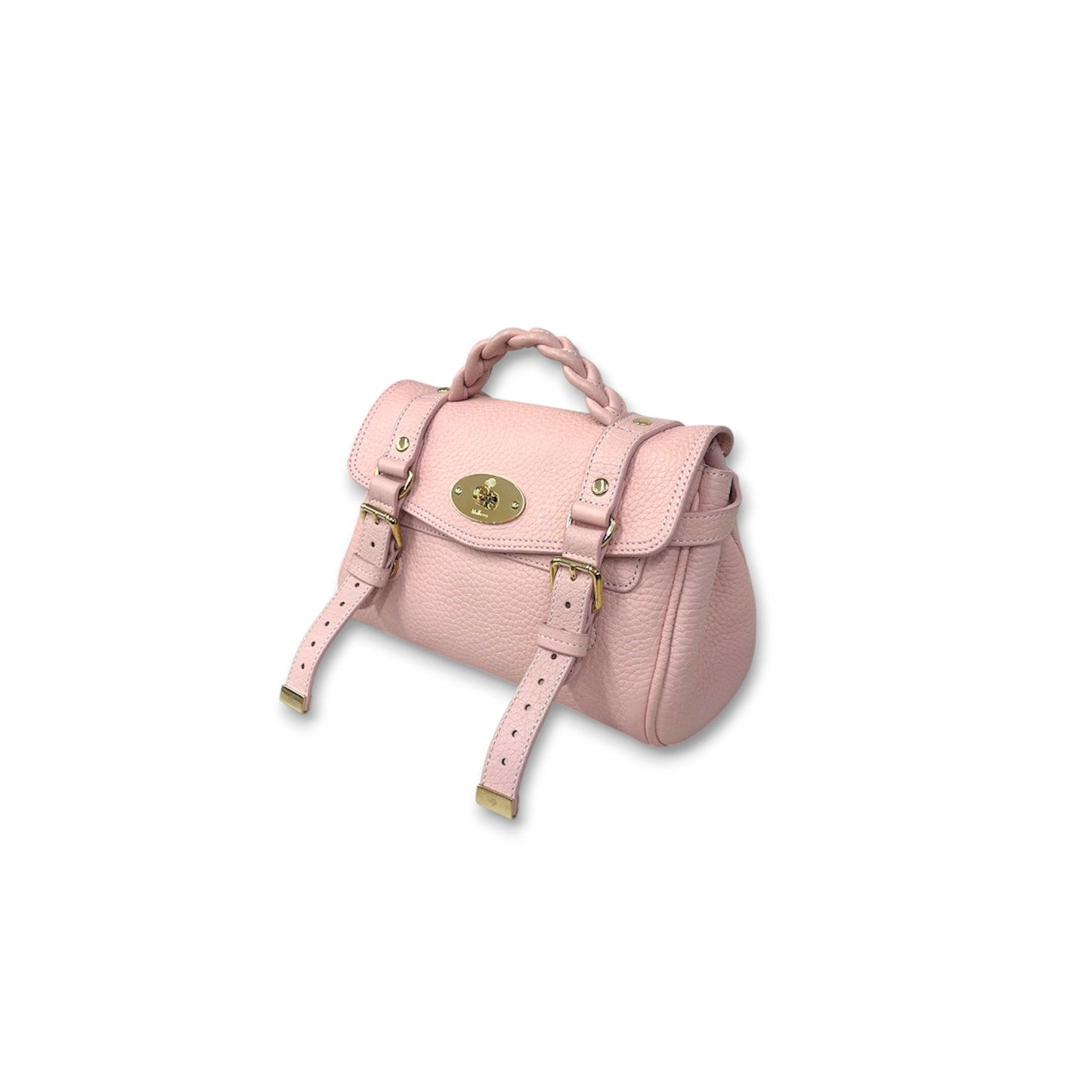 MULBERRY 2WAY Bag RL6595 Pink KTT Heavy Grain Mini *Stain* Rank (B)
