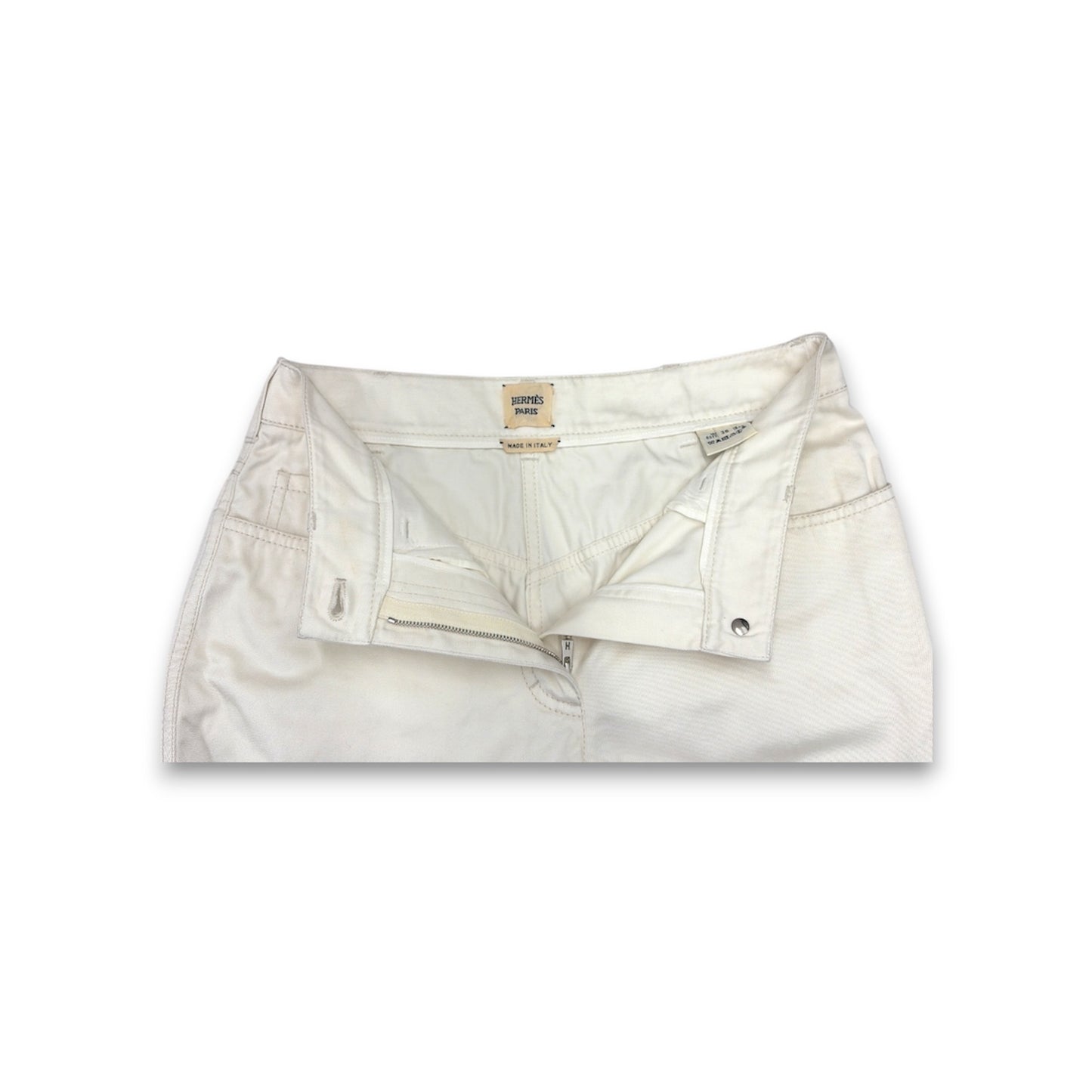 HERMES Pants 36 Lady's Ivory Rank (B)
