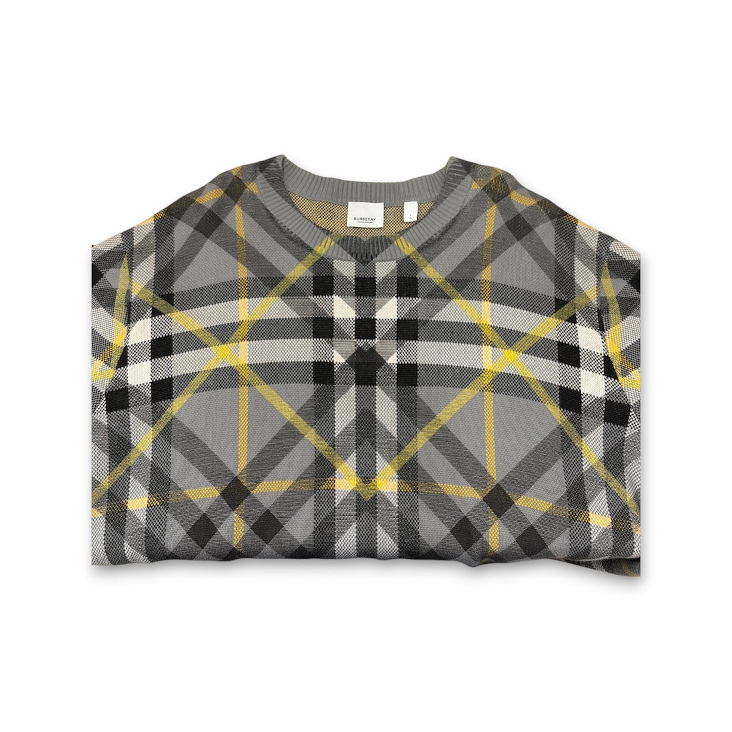 BURBERRY Sweater SIZE L Lady's Gray And Yellow 8065176/73B *Stain* Rank (B)
